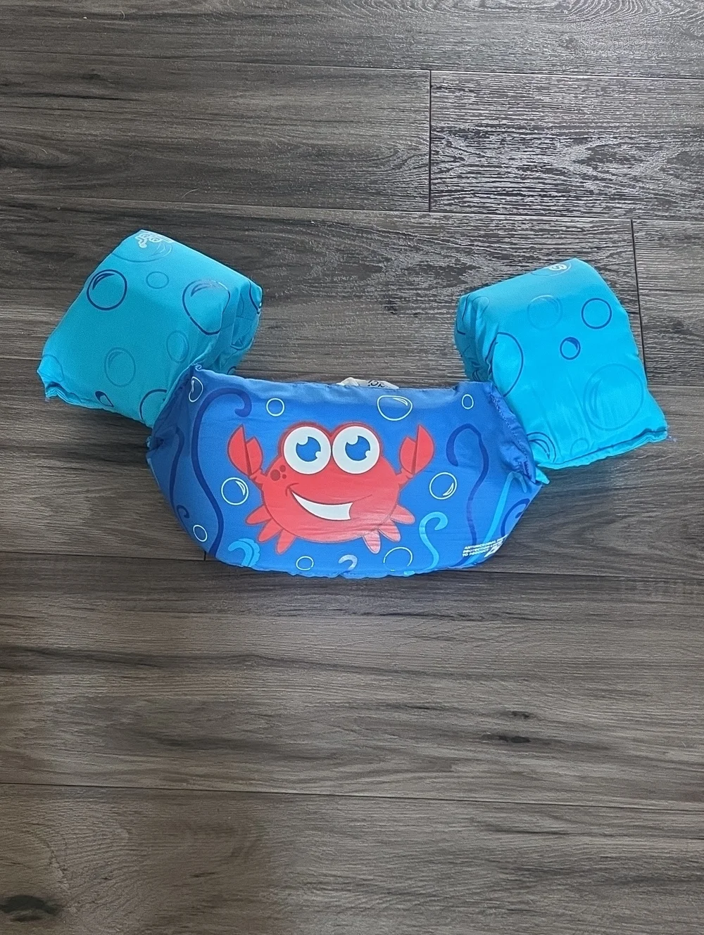 Blue Kids Swim Float Vest with Crab Design